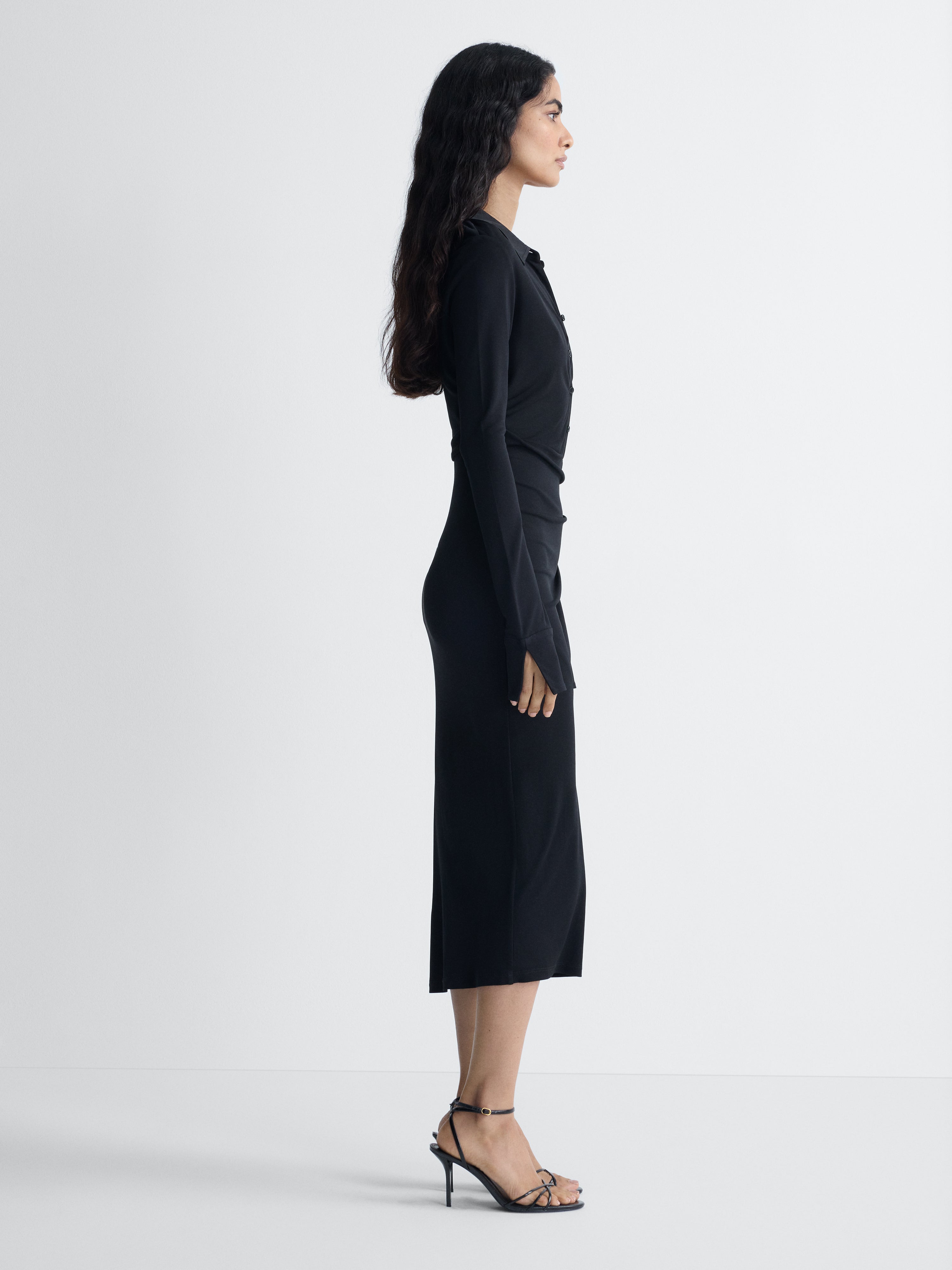 Evangeline Jersey Dress in Black, side view