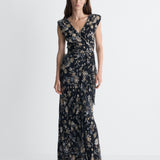Vigna Jersey Dress in Black Crystal, full length front view