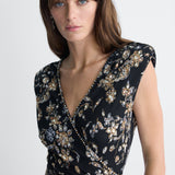 Vigna Jersey Dress in Black Crystal, close-up