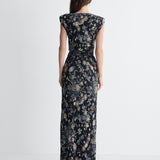 Vigna Jersey Dress in Black Crystal, back view