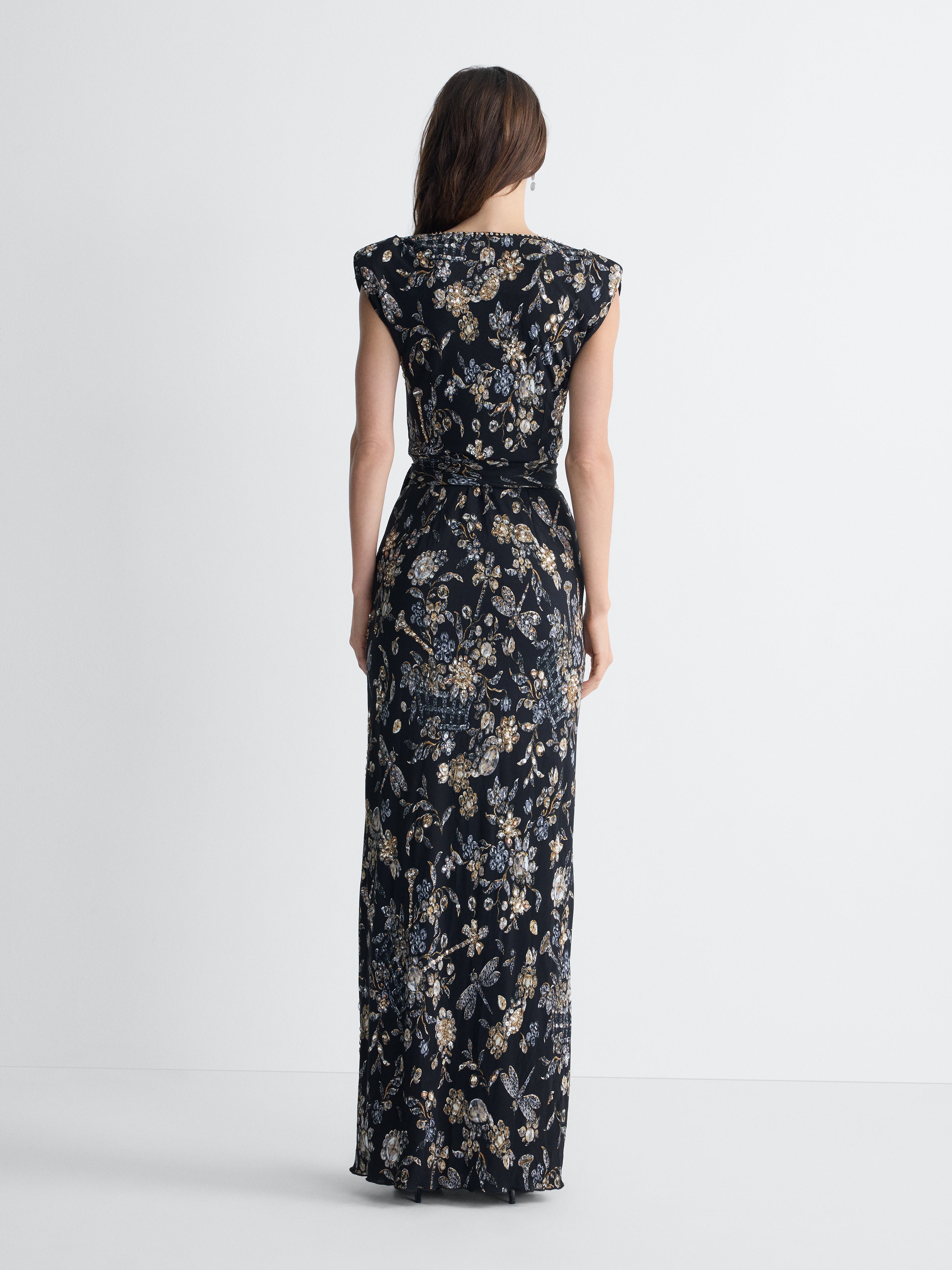 Vigna Jersey Dress in Black Crystal, back view