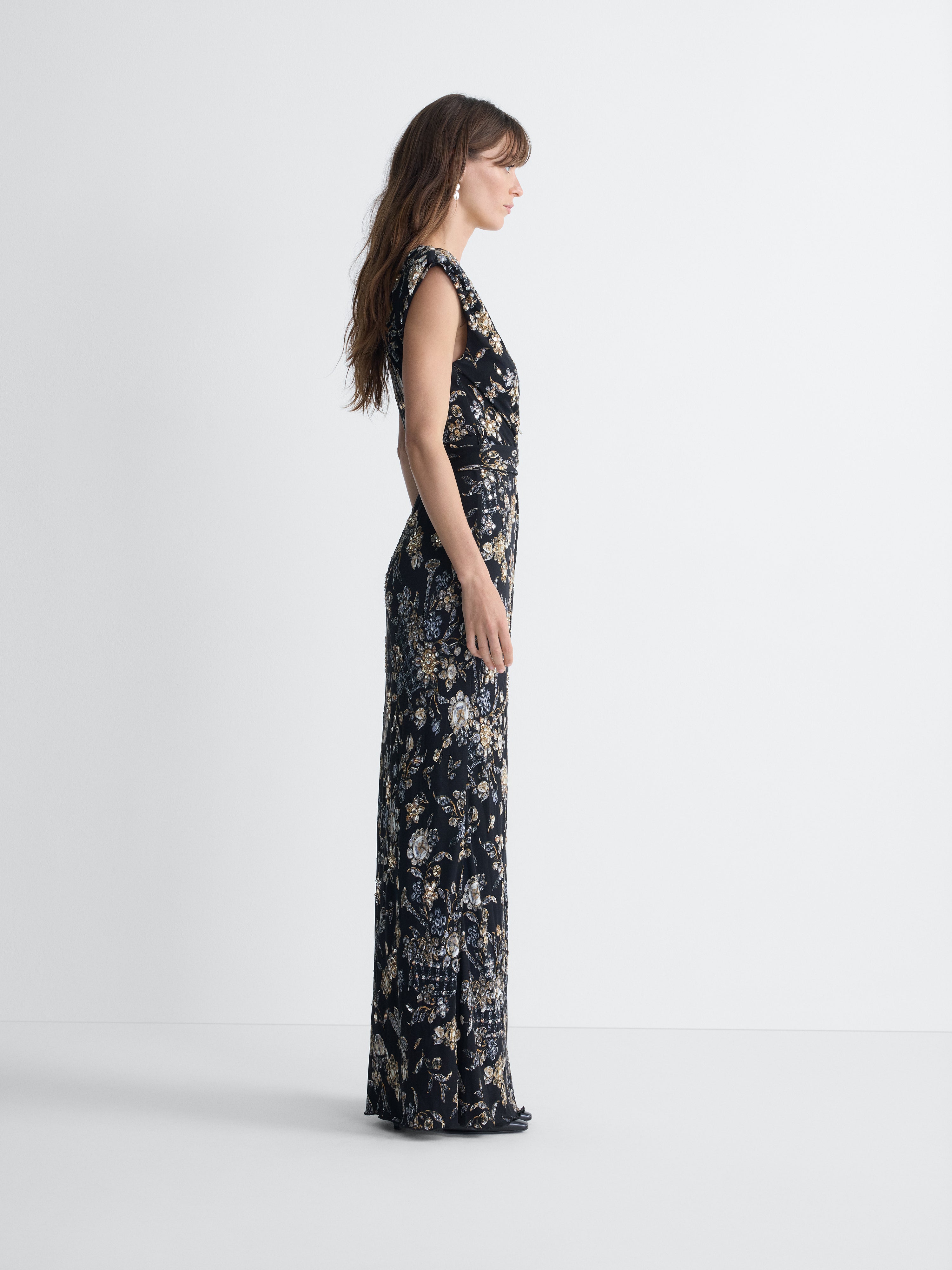 Vigna Jersey Dress in Black Crystal, side view
