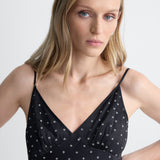 Silvana Embroidered Dress in Black, close-up