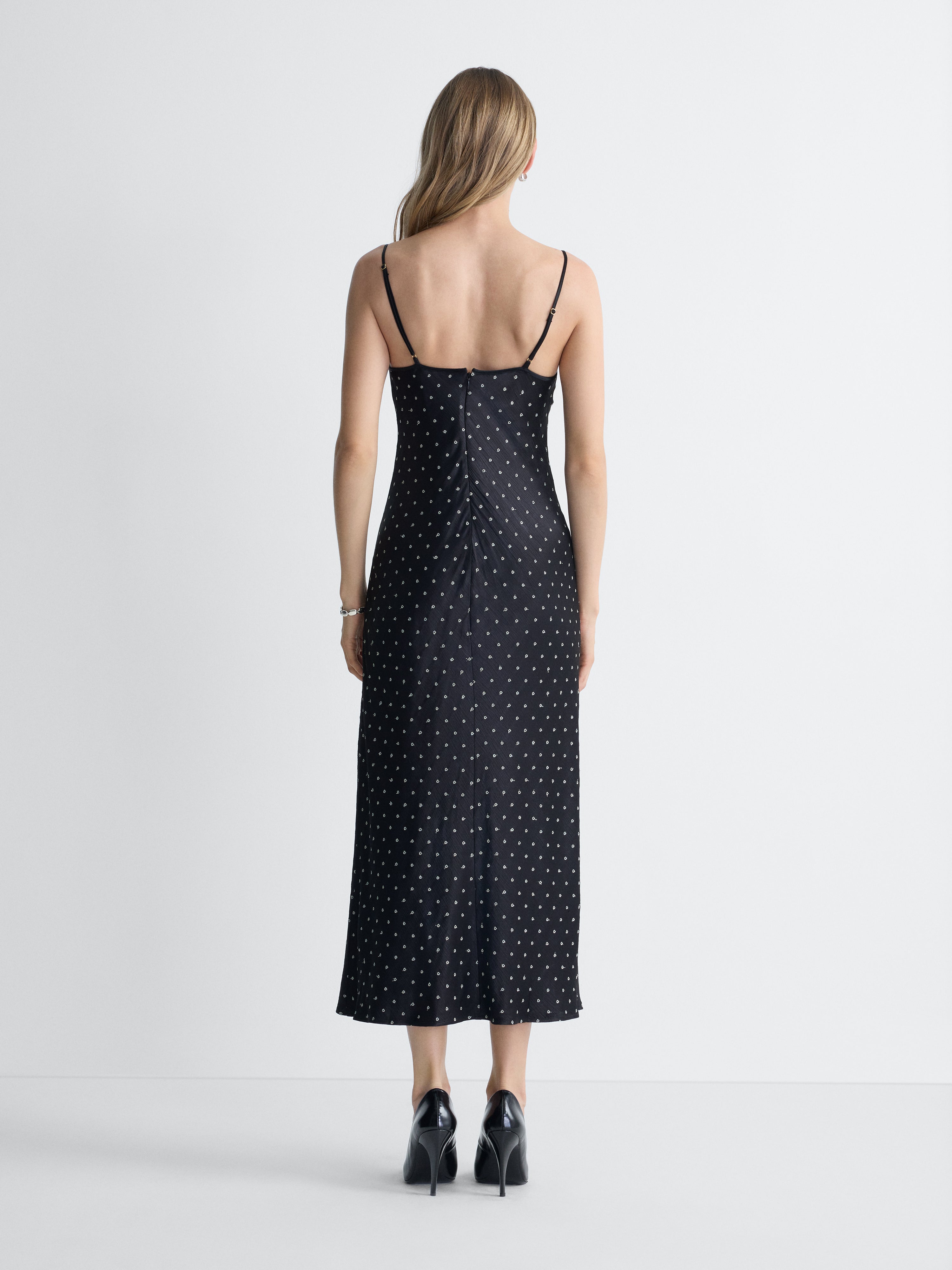 Silvana Embroidered Dress in Black, back view