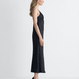 Silvana Embroidered Dress in Black, side view
