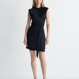 Neva Jersey Dress in Black, full length front view