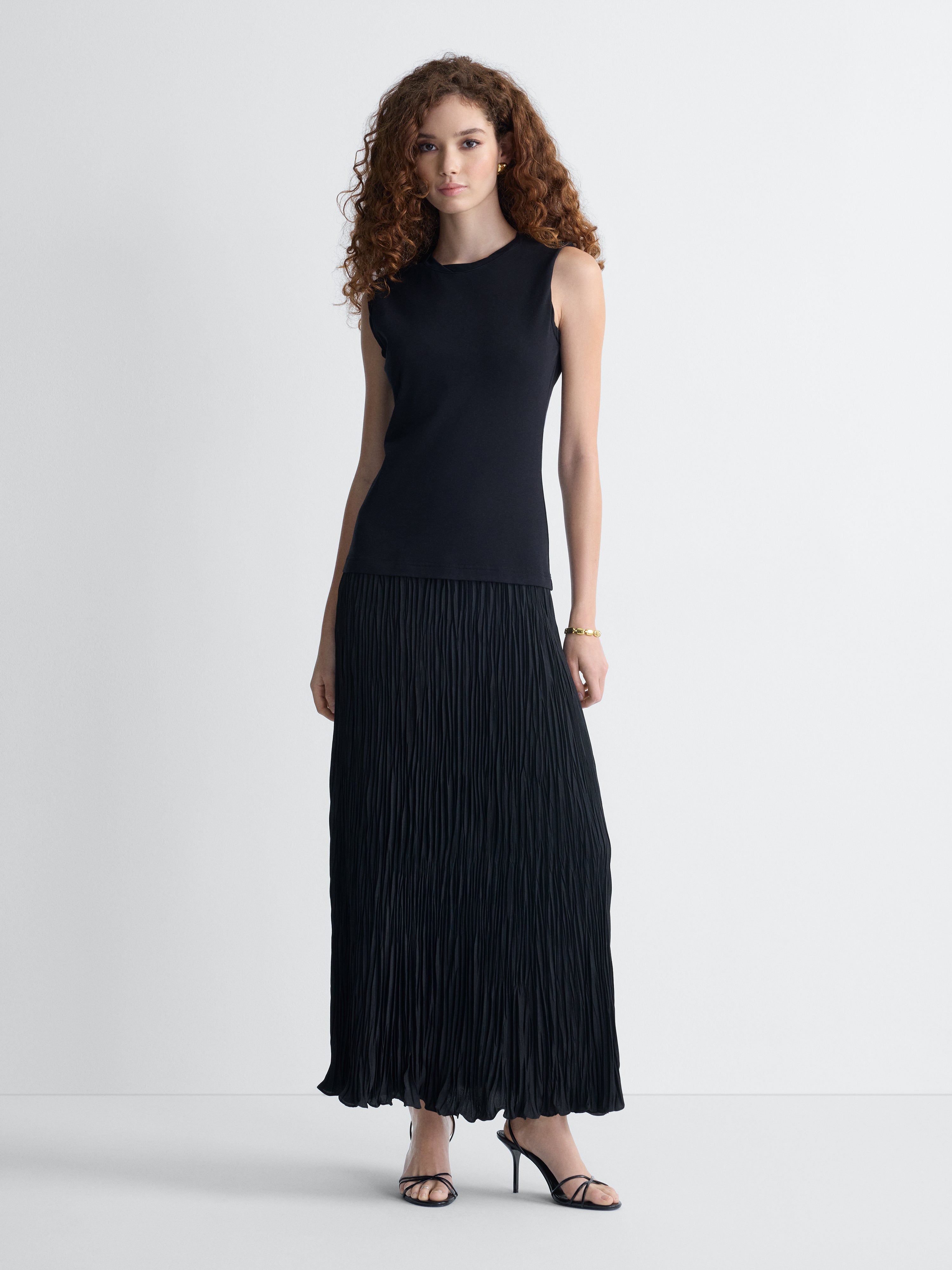 Fiora Jersey Dress in Black, full length front view