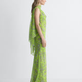 Seren Chiffon Dress in Celandine Crystal, side view