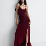 Saffra Velvet Gown in Brick, alternate pose