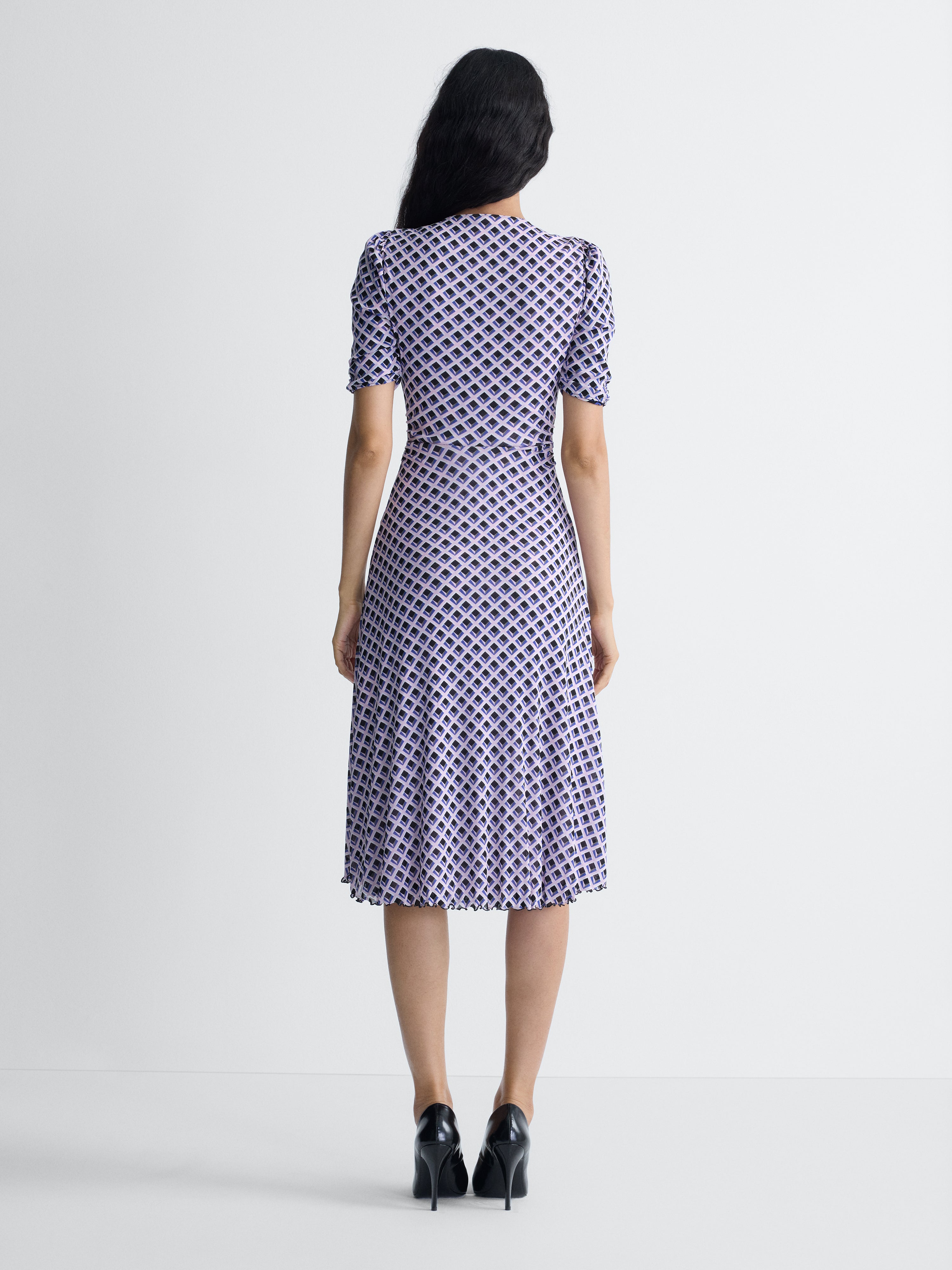 Koren Reversible Mesh Dress in Window Pane, back view