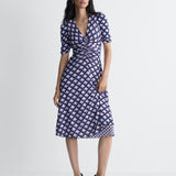 Koren Reversible Mesh Dress in Window Pane, reverse side, full length front view