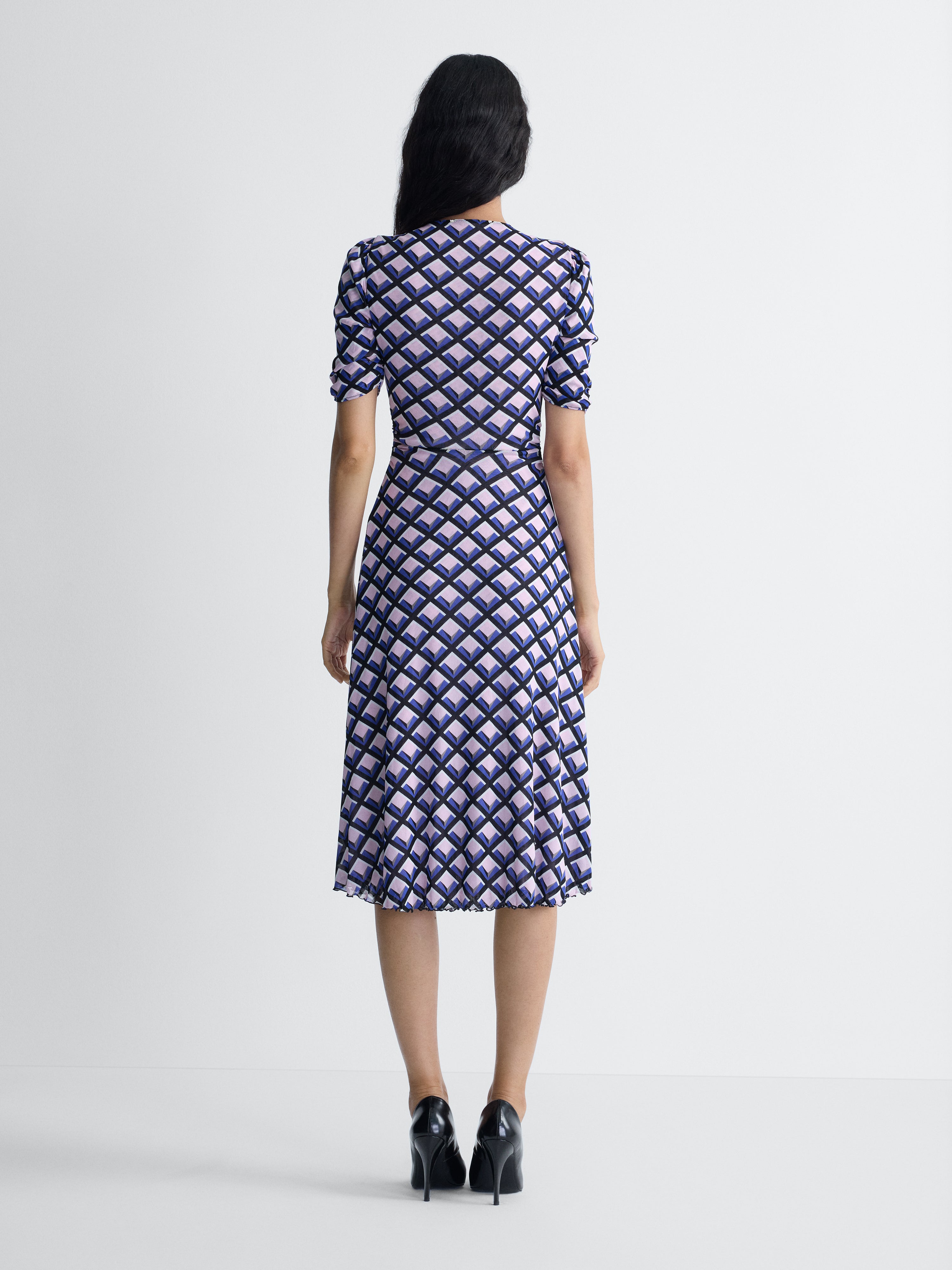Koren Reversible Mesh Dress in Window Pane, reverse side, back view