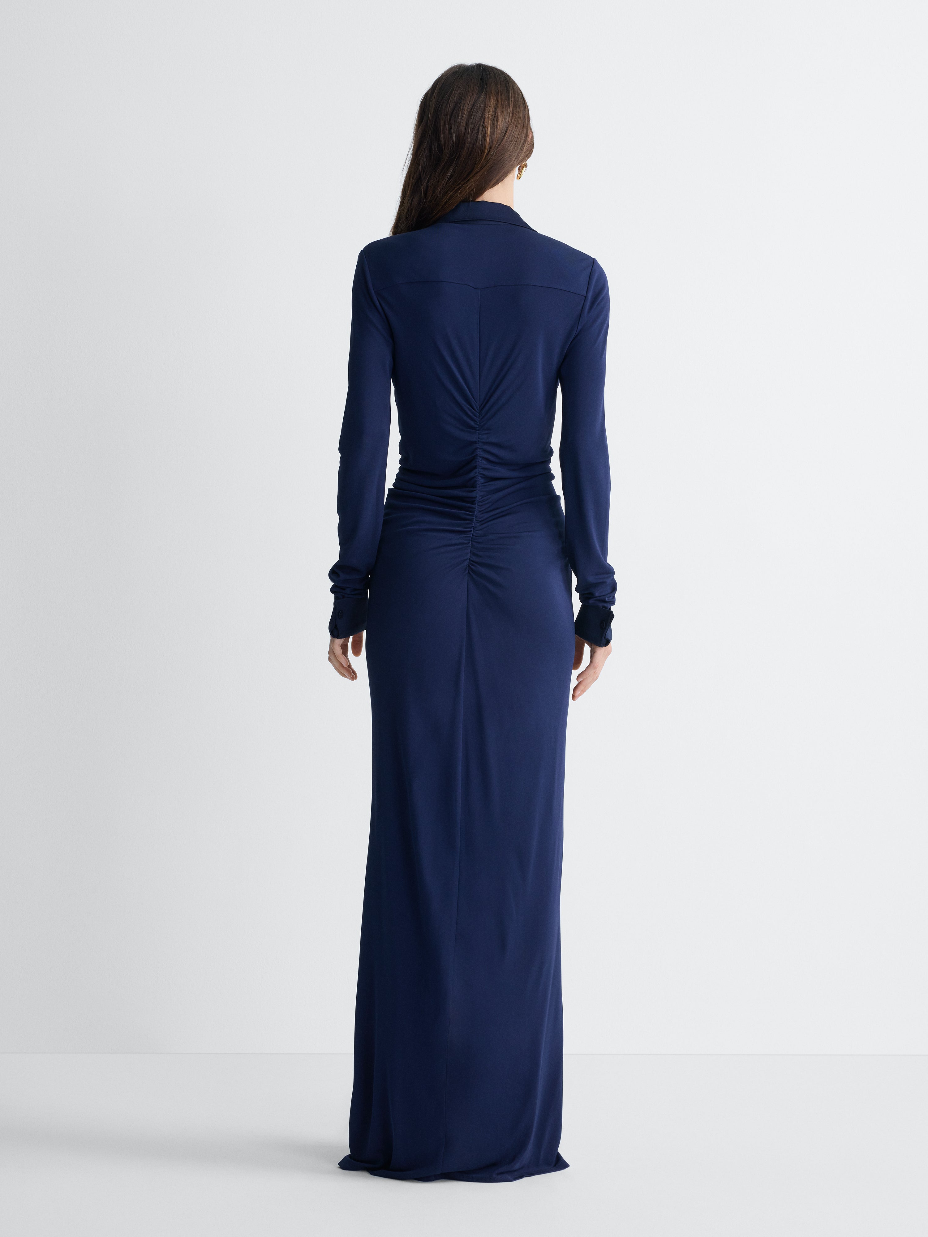 Sheska Jersey Gown in Maritime, back view