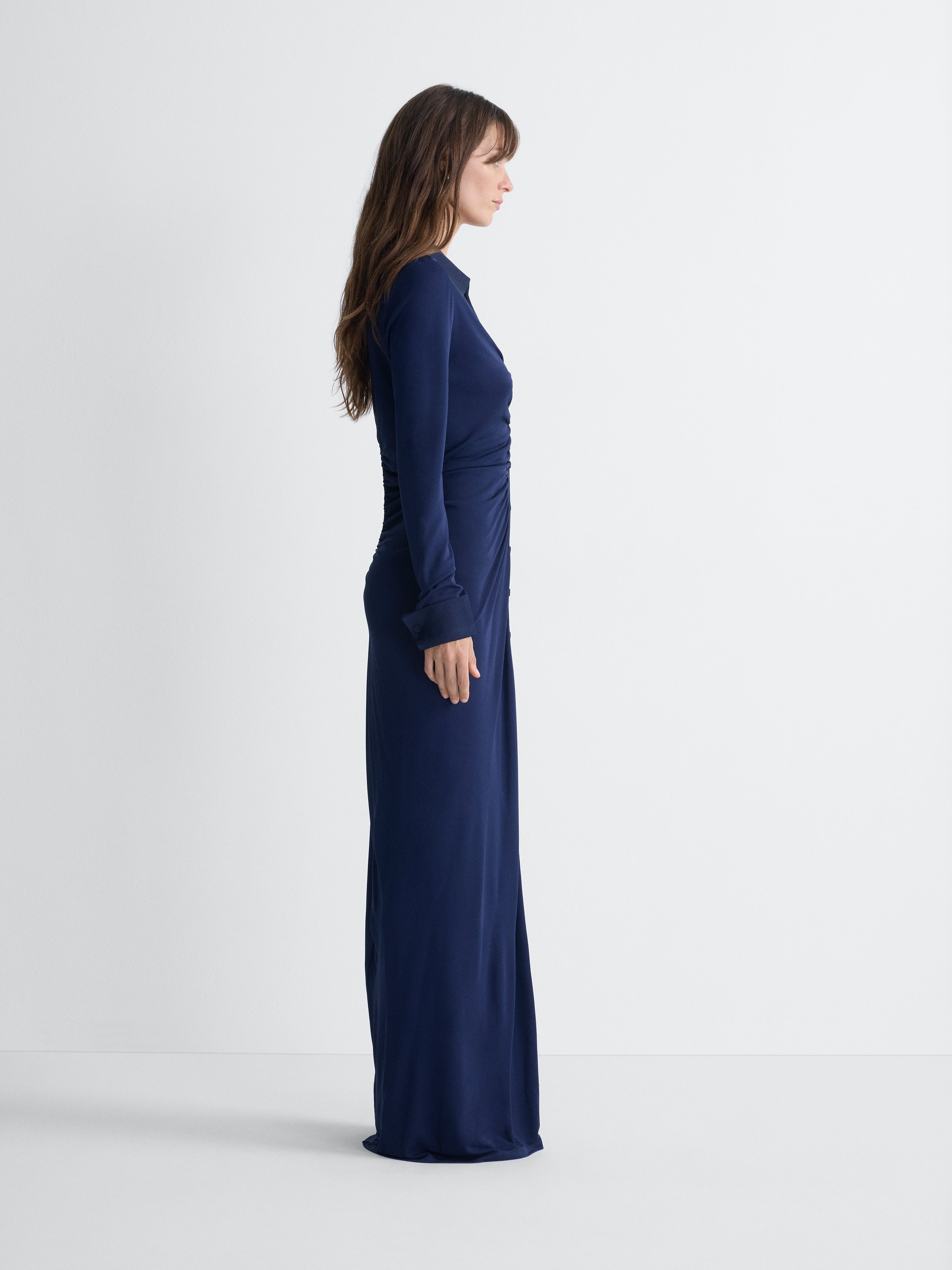 Sheska Jersey Gown in Maritime, side view
