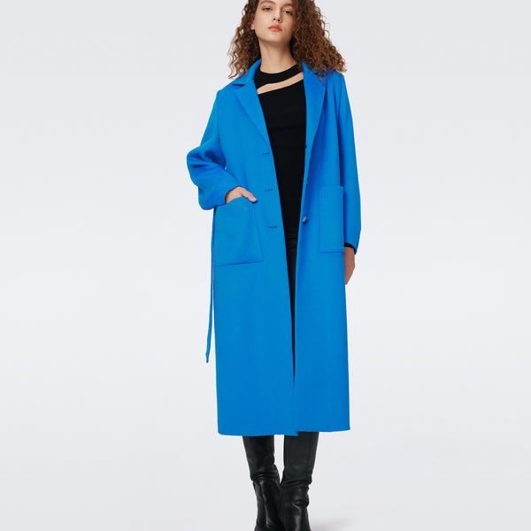 DIANE VON FURSTENBERG　ダブルフェイスロングコート Ｓ　紺 Nene Wool Coat – Diane von Furstenberg