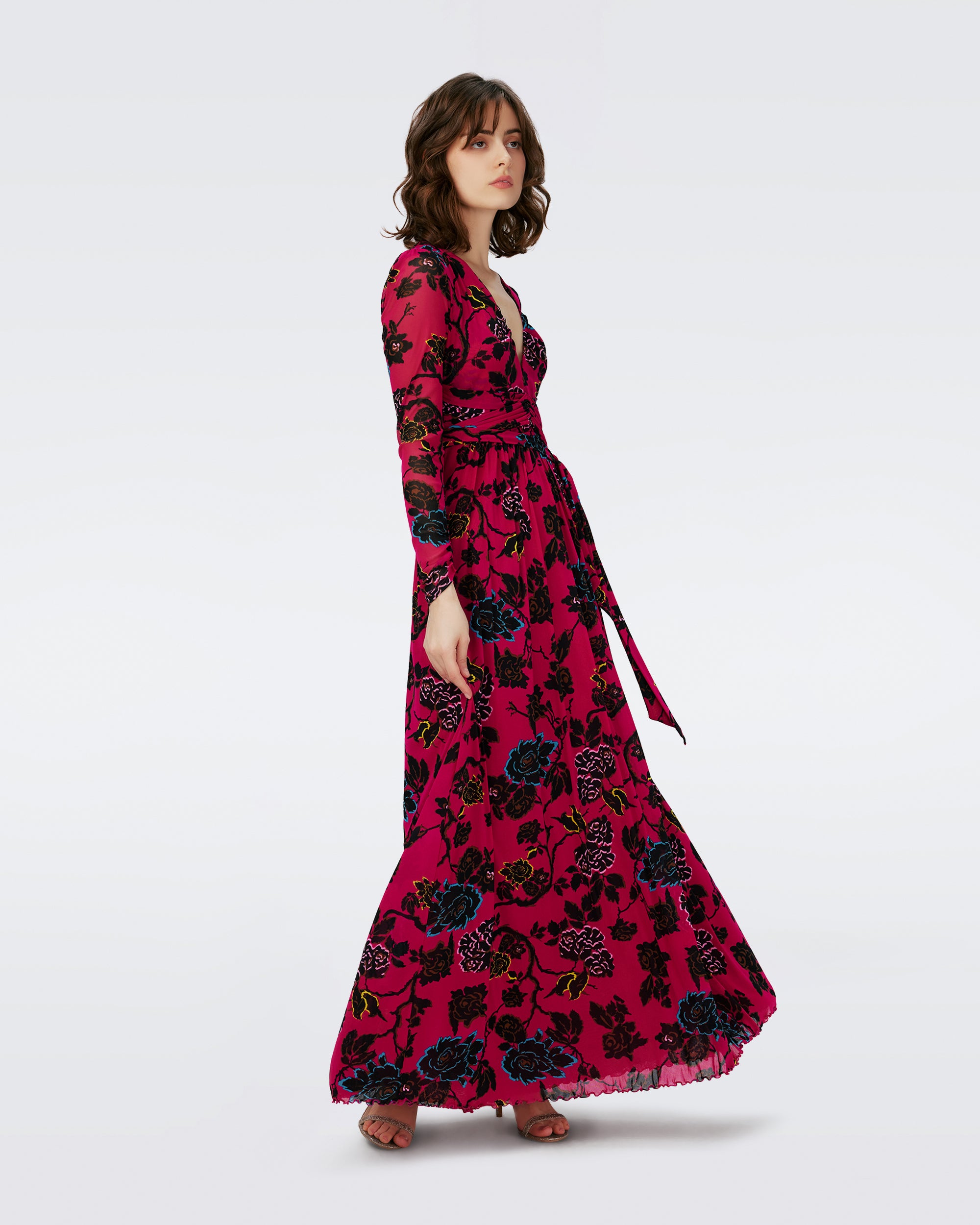 DVF Diane von Furstenberg Marika gathered V-neck maxi dress - Purple