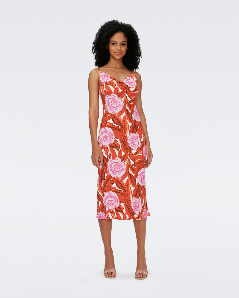 DVF Diane von Furstenberg Elisa Palm Floral-print dress - Orange