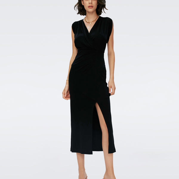 即発！タグなし！DVF VANDA dress VANESSA DRESS WITH WAISTED DRAWSTRING IN COTTON POPLIN