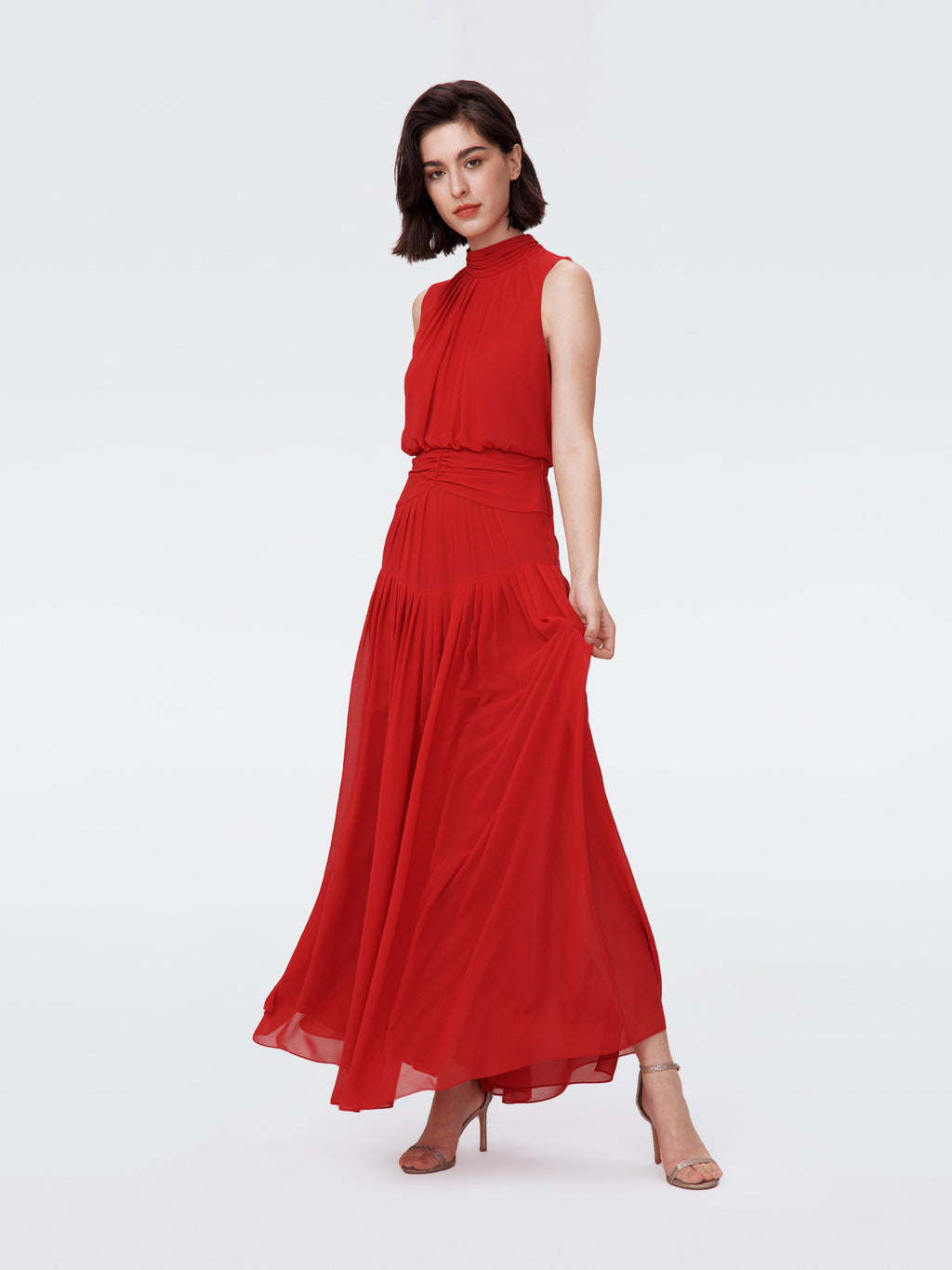 DIANE VON FURSTENBERG Silk Printed Wrap Dress Red XXS | PLAYFUL