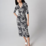 Abigail Silk Jersey Midi Wrap Dress