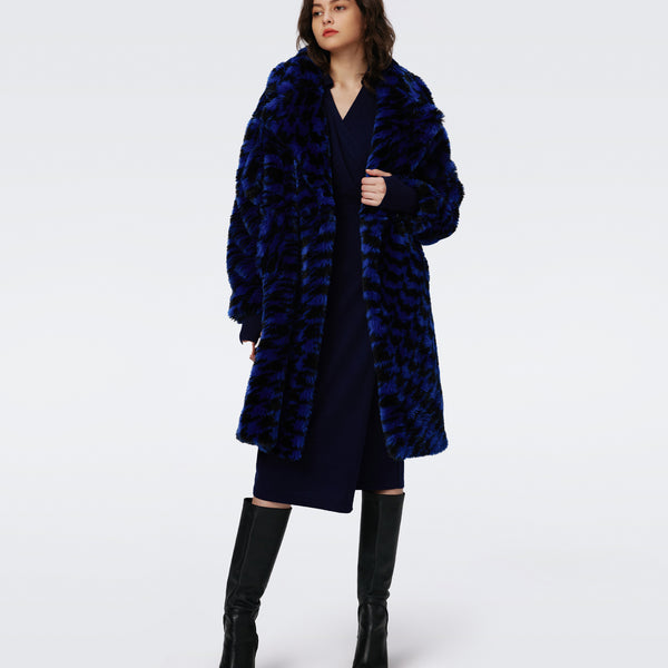 DIANE VON FURSTENBERG　ダブルフェイスロングコート Ｓ　紺 DIANE VON FURSTENBERG ダブルフェイスロングコート S 紺