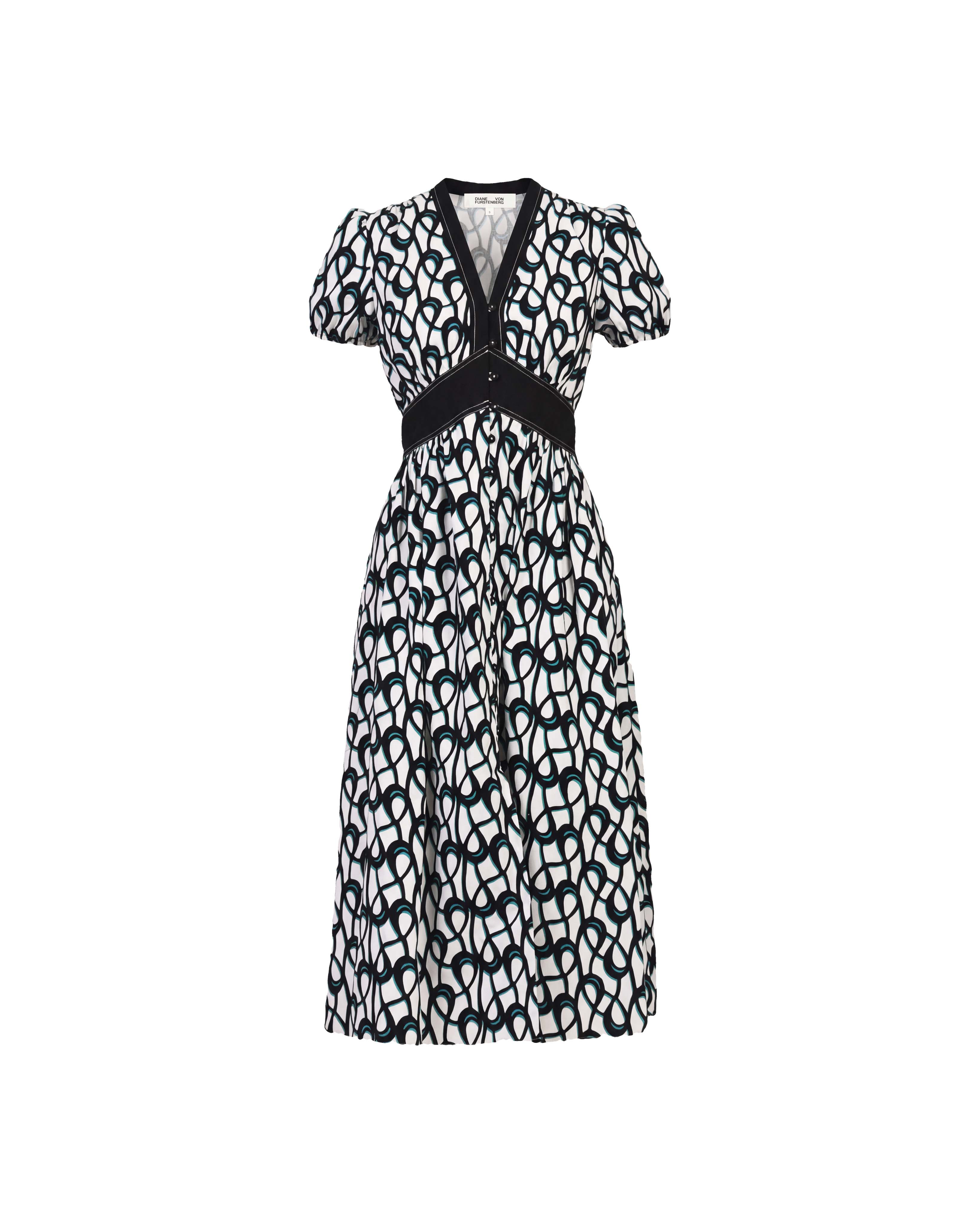 diane von furstenberg dress black and white Julian Silk Jersey Wrap Dress