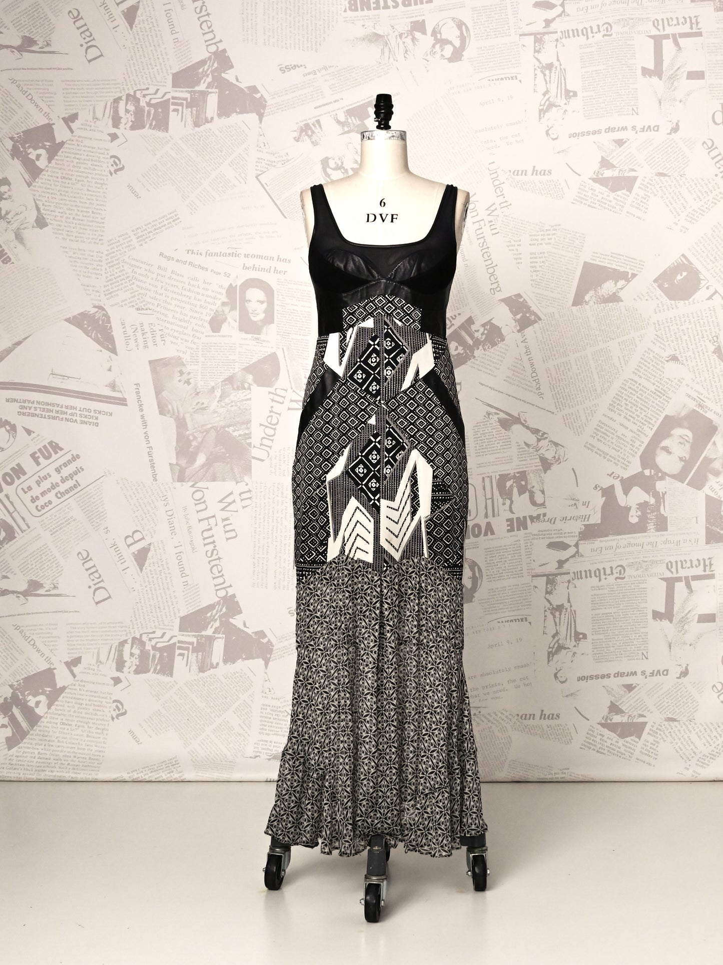 DVF - Leather Bust Maxi Dress - DVF Vintage by Diane Von Furstenberg In Size: 8 DVF - Leather Bust Maxi Dress - DVF Vintage by Diane Von Furstenberg In Size: 8