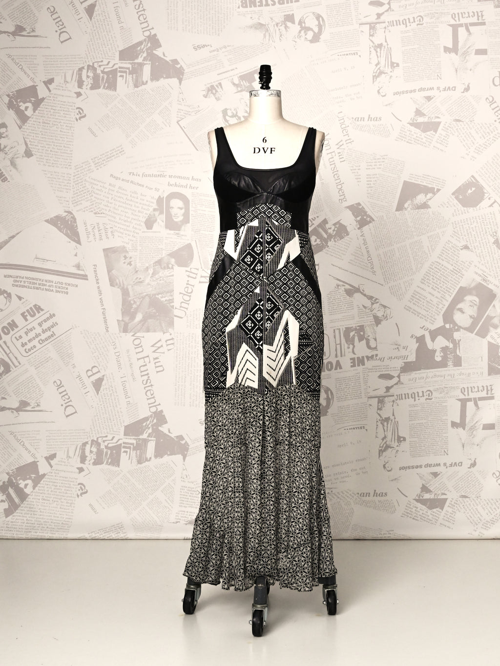 diane von furstenberg silk maxi dress DVF - Leather Bust Maxi Dress