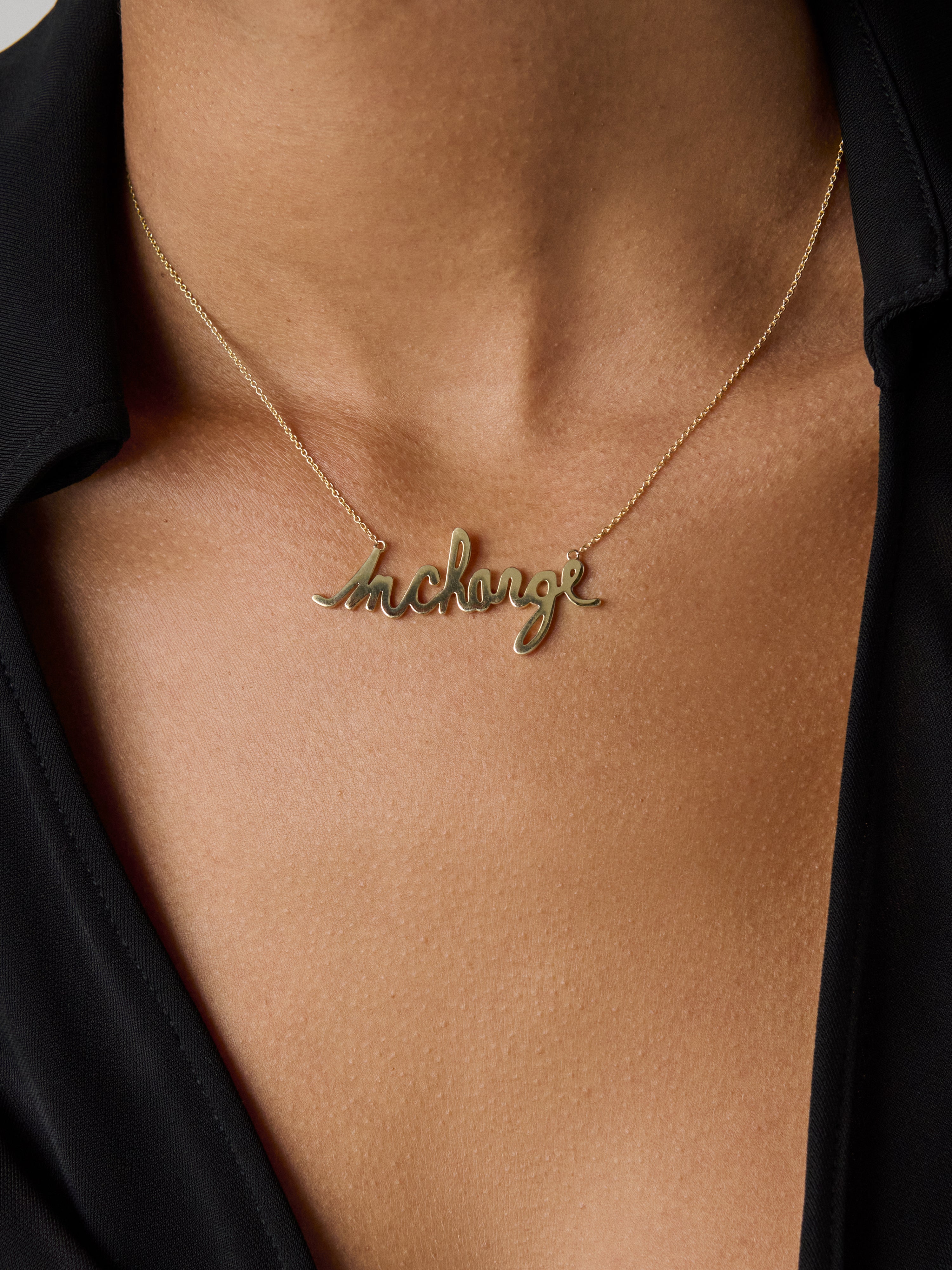 Large 14k Gold InCharge Necklace, close-up