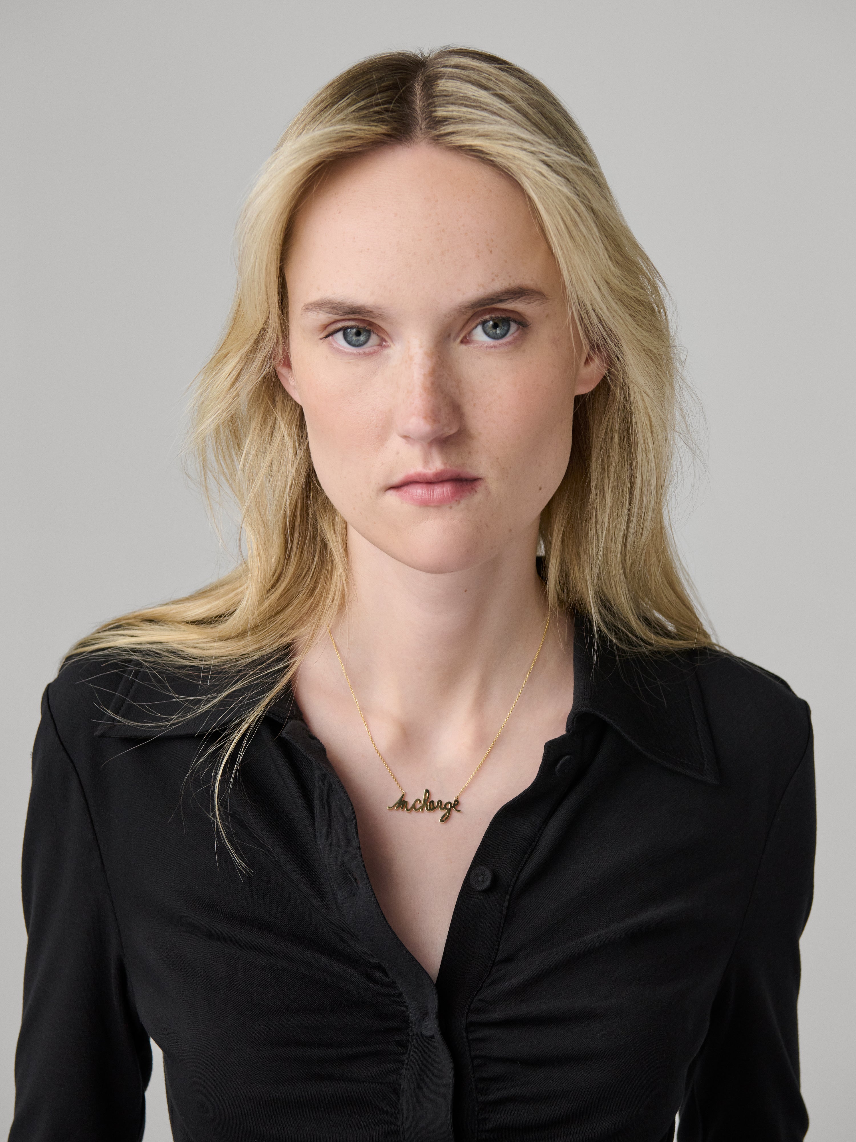Small 14k Gold InCharge Necklace, full length front view