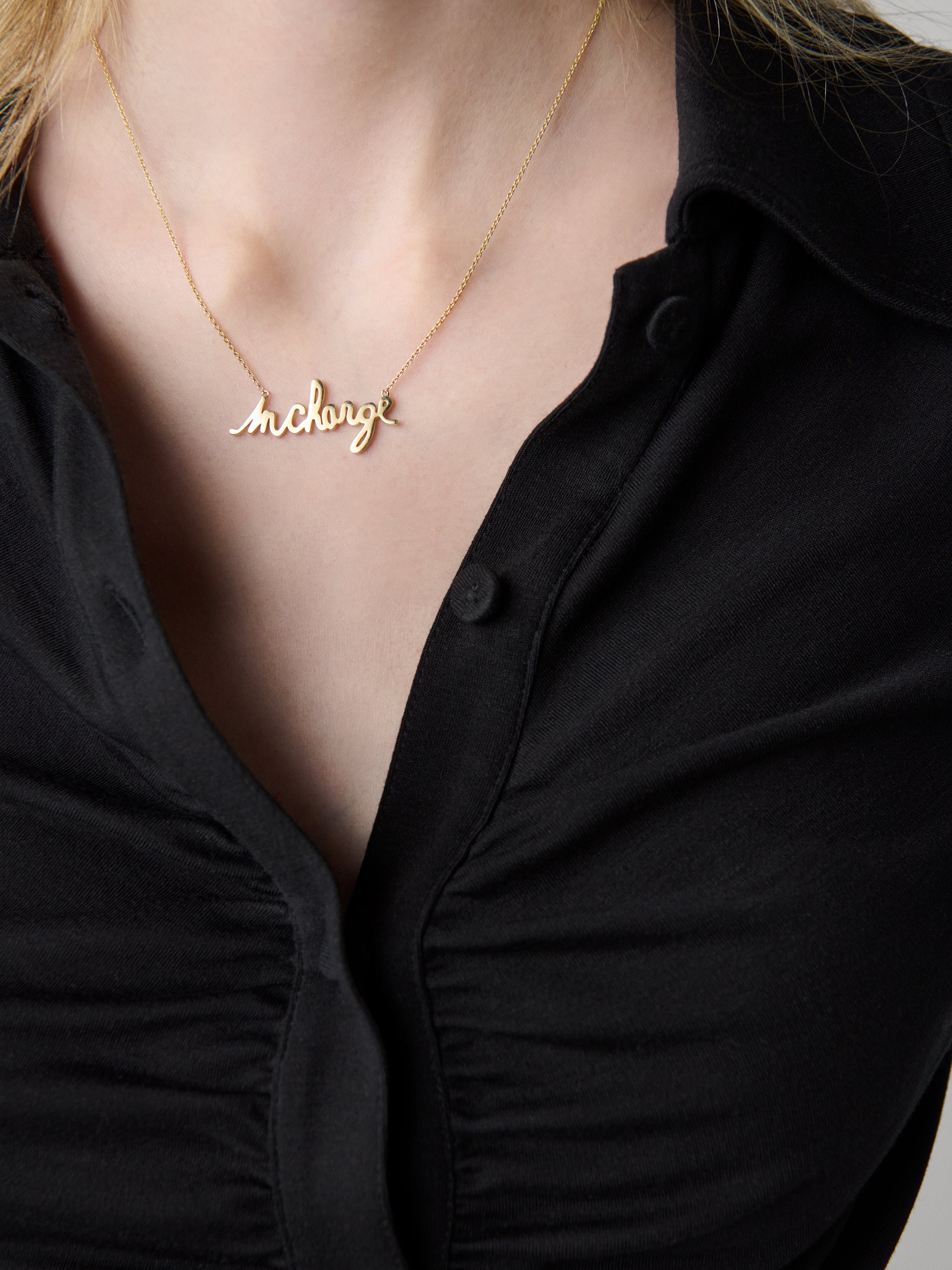 Small 14k Gold InCharge Necklace, close-up