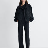 Shay Tweed Jacket in Black, full length front view