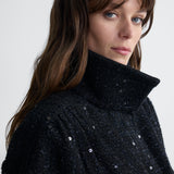 Shay Tweed Jacket in Black, close-up