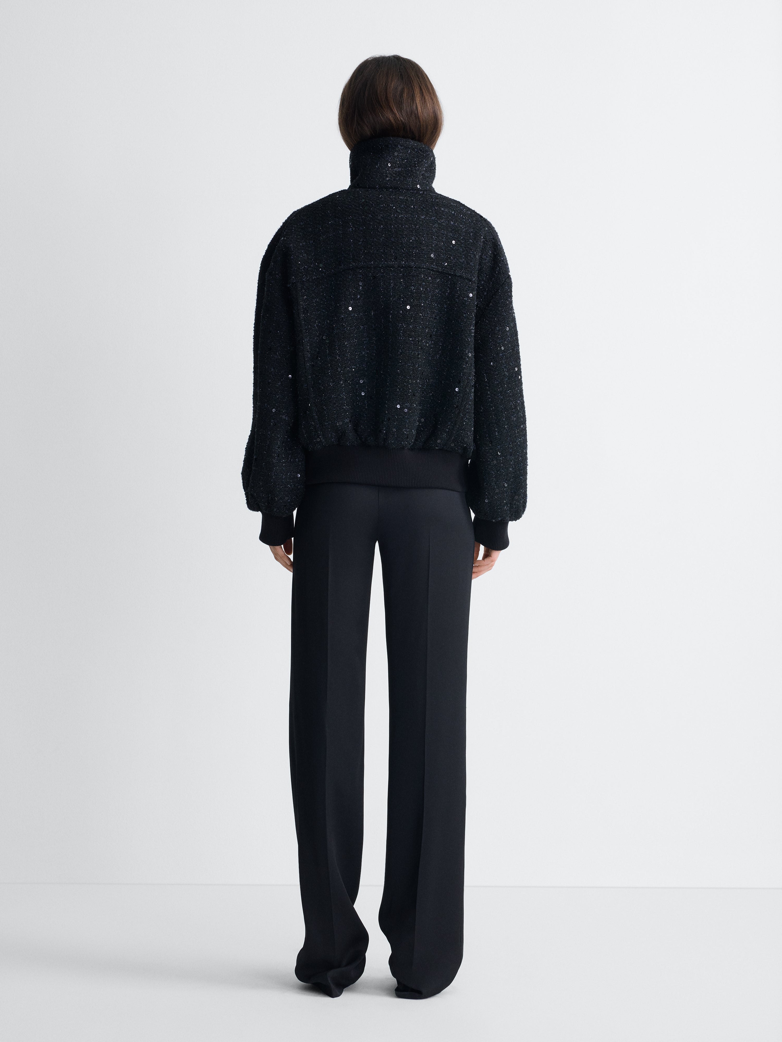 Shay Tweed Jacket in Black, back view