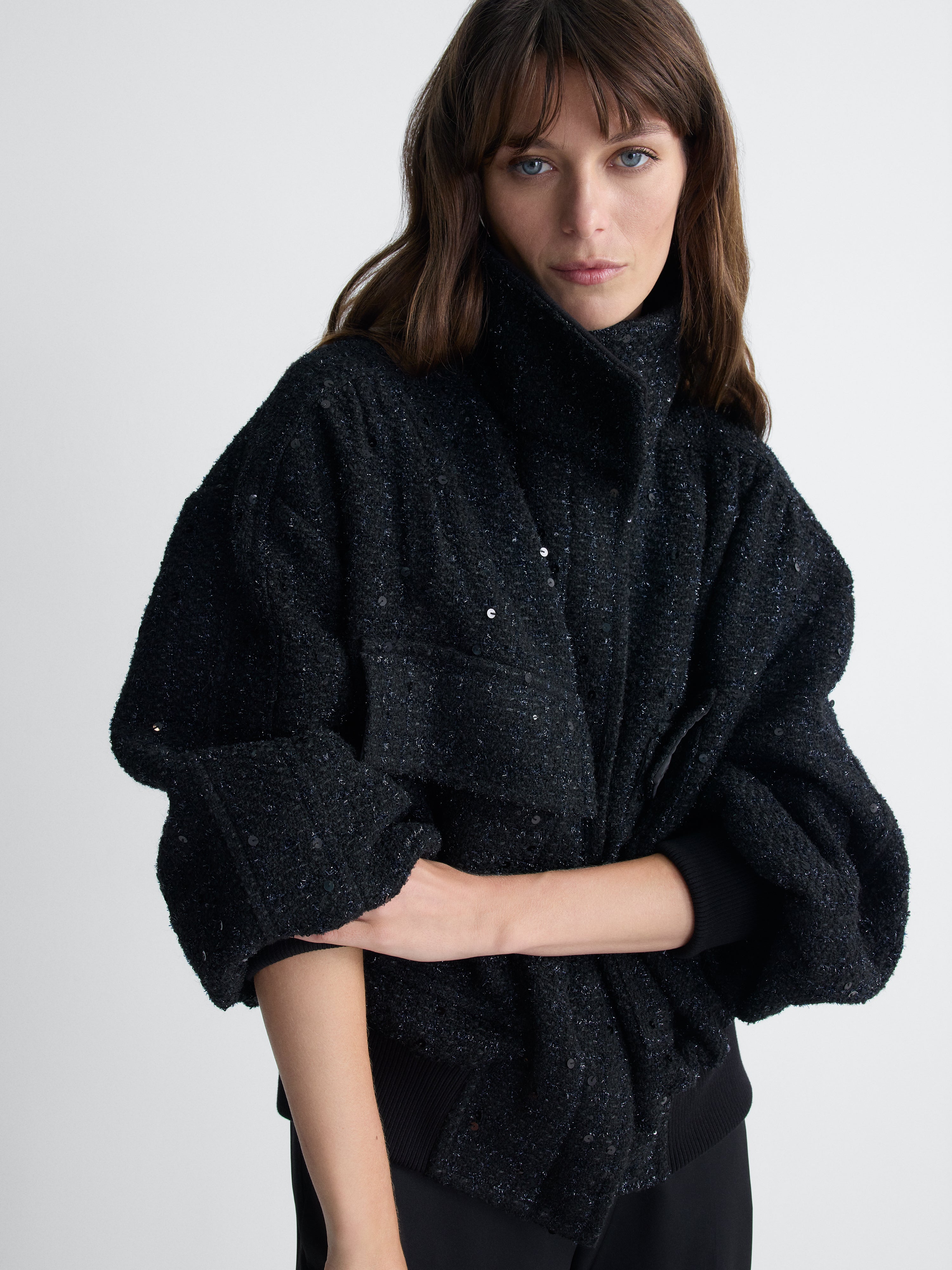Shay Tweed Jacket in Black, alternate pose