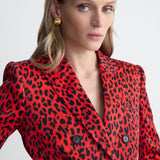 Parson Crinkle Satin Blazer in Huntress Red, close-up