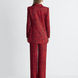 Parson Crinkle Satin Blazer in Huntress Red, back view