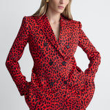Parson Crinkle Satin Blazer in Huntress Red, alternate pose
