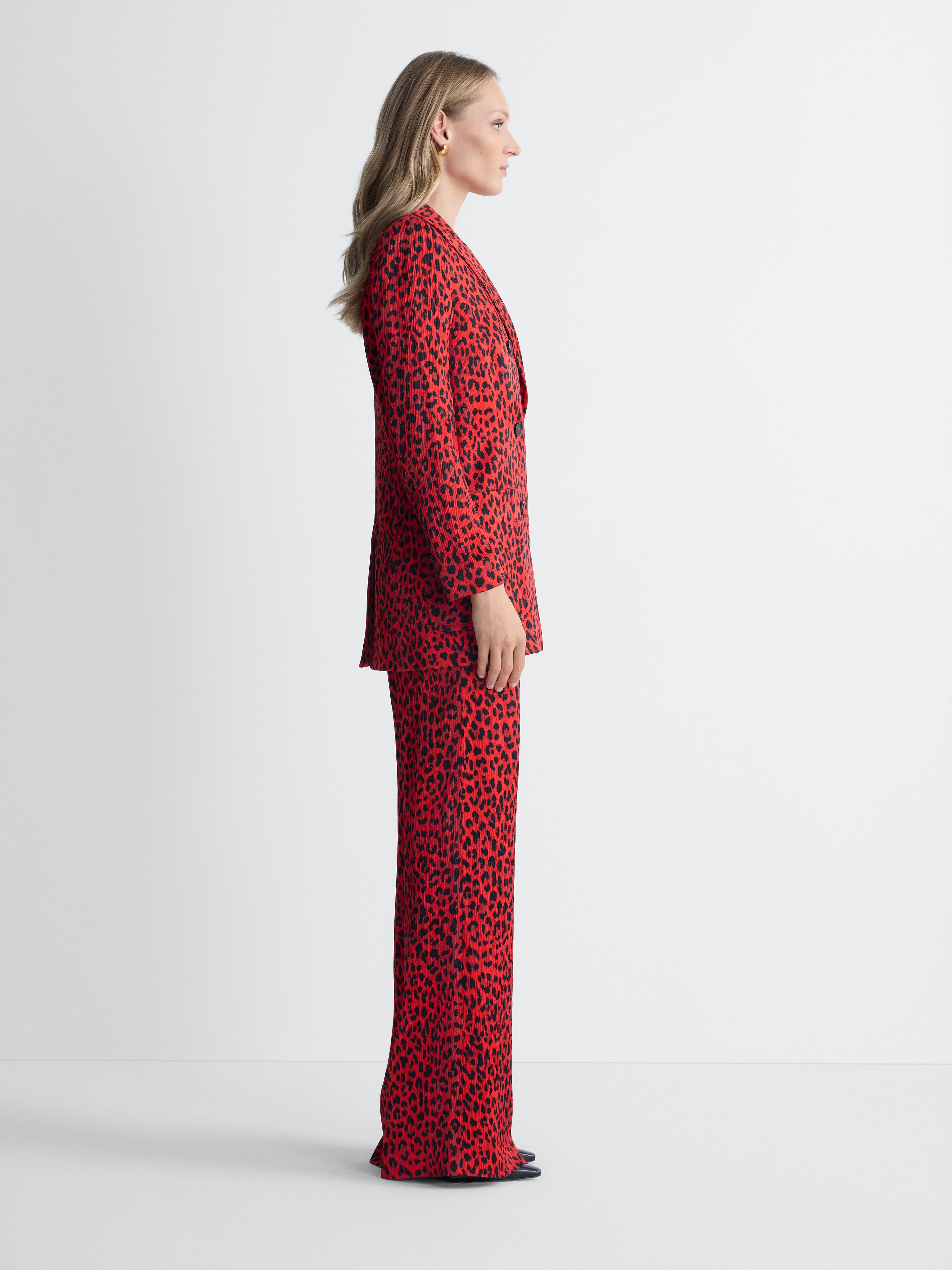 Parson Crinkle Satin Blazer in Huntress Red, side view