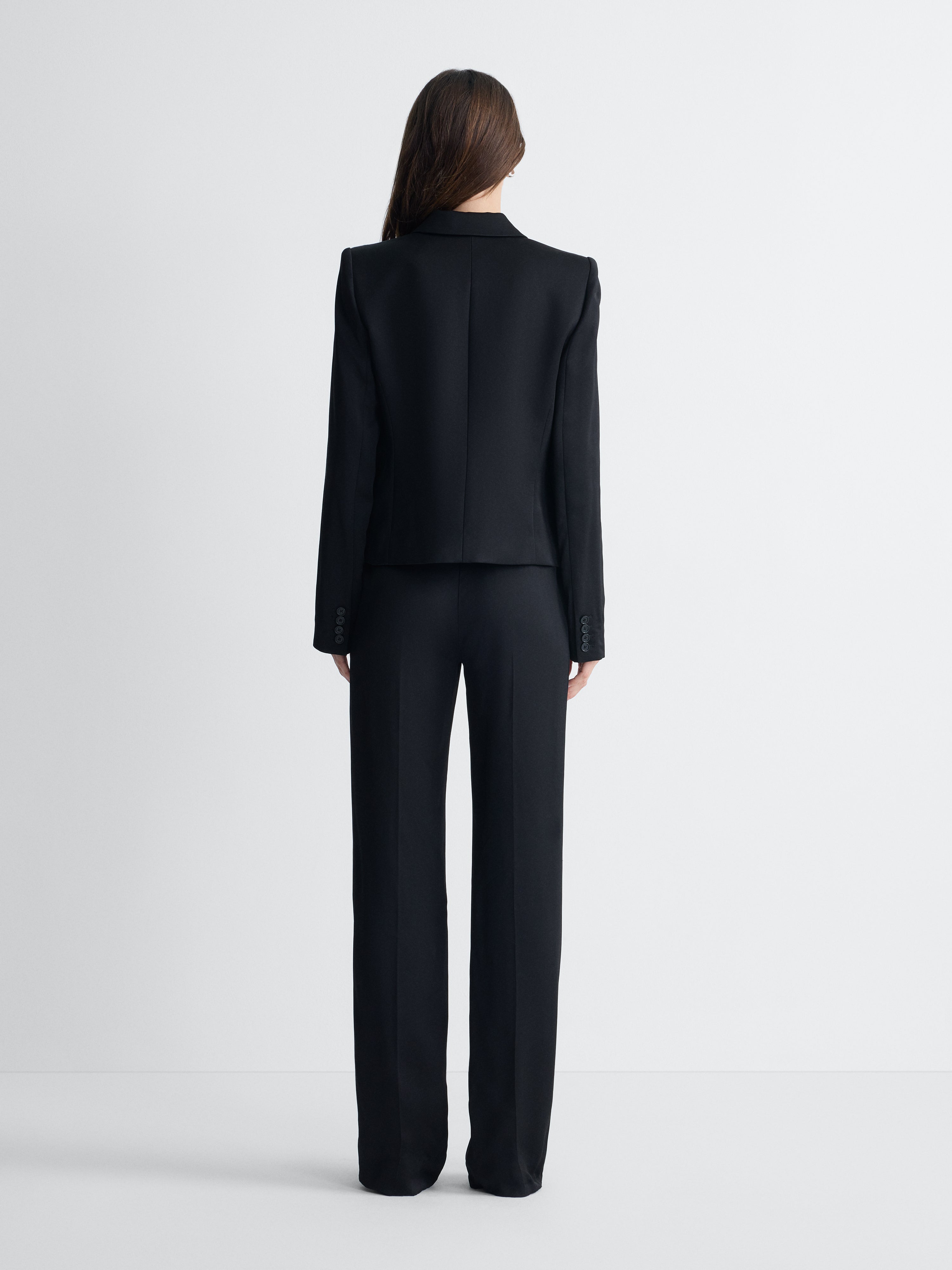 Marina Satin Jacket in Black, back view
