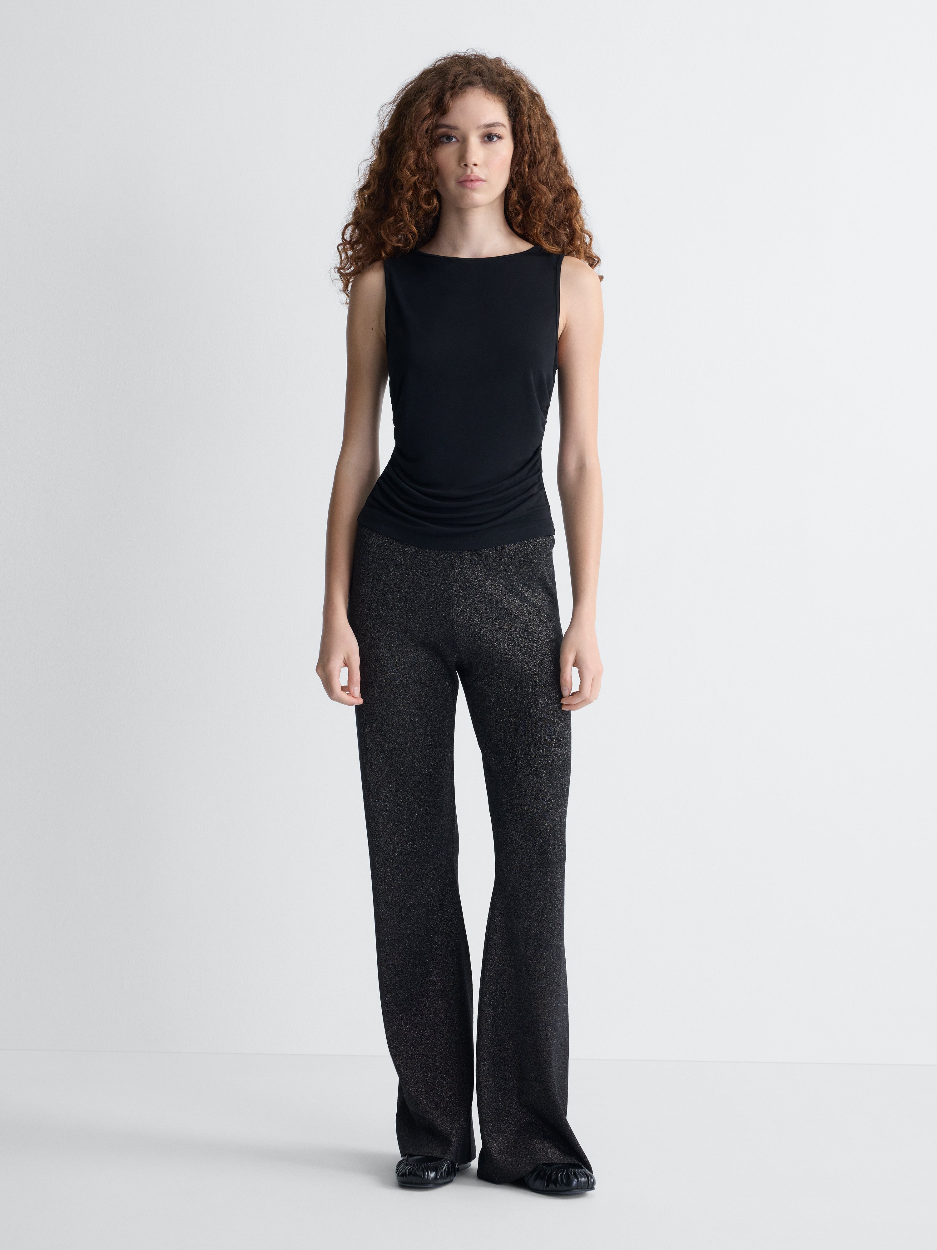 Lianna Knit Pant in Black, full length front view