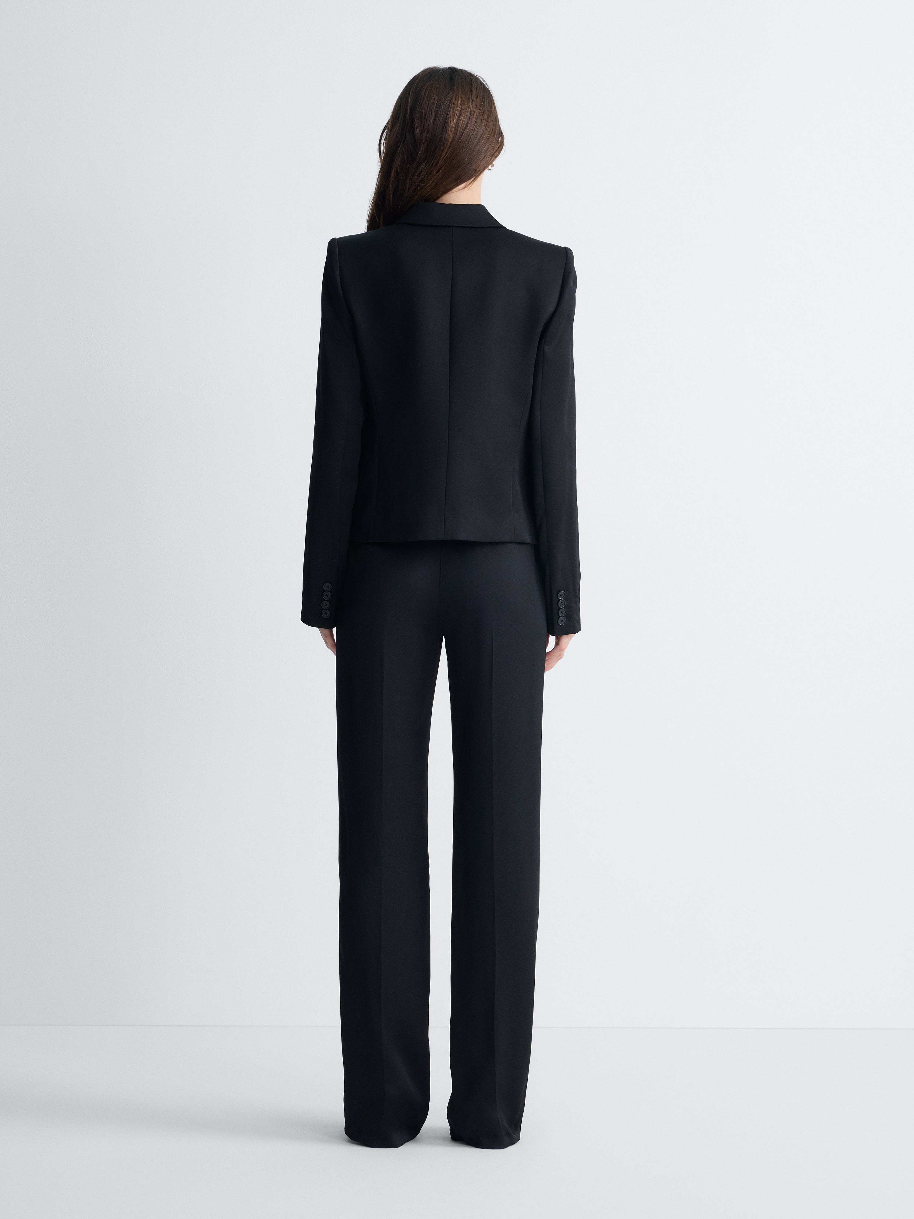 Maddie Satin Pant in Black, back view