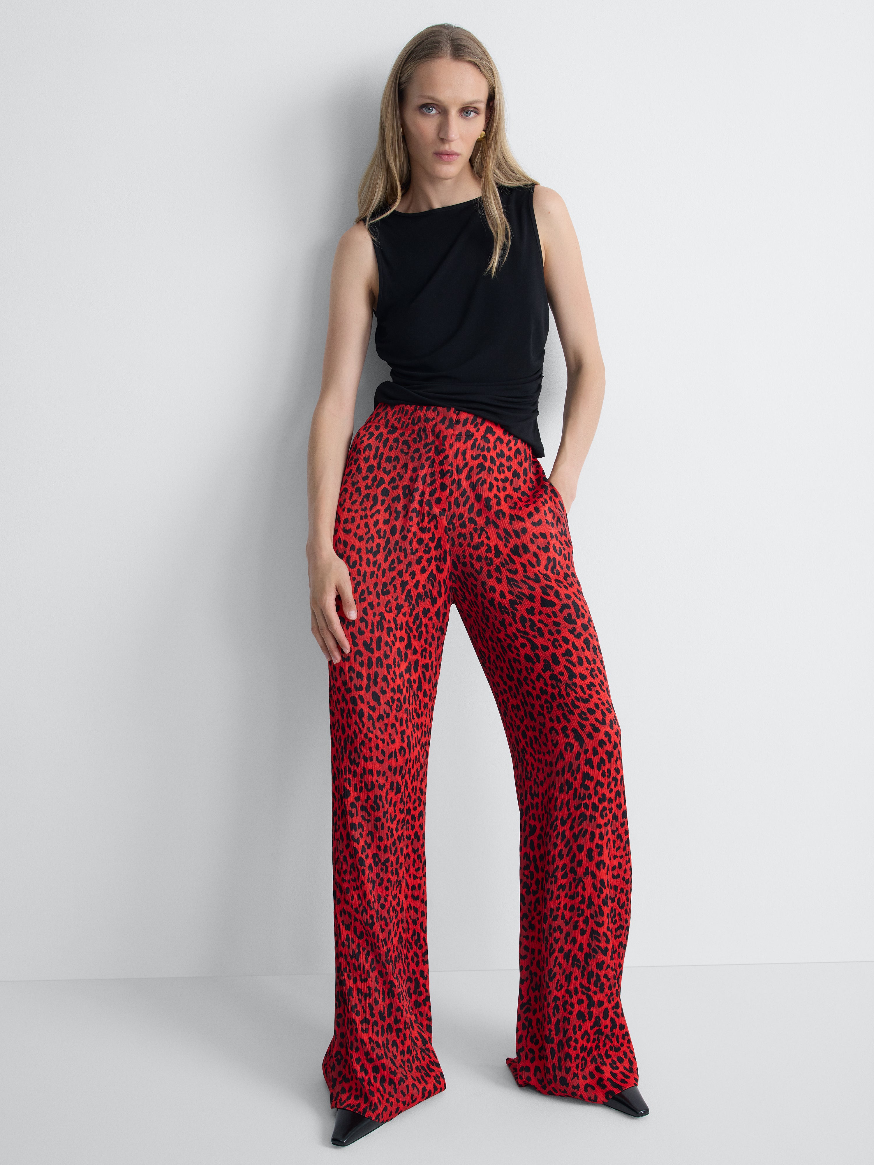 Alexander Crinkle Satin Pant in Huntress Red, alternate pose
