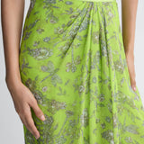 Francis Silk Skirt in Celandine Crystal, close-up