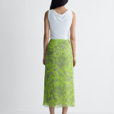 Francis Silk Skirt in Celandine Crystal, back view