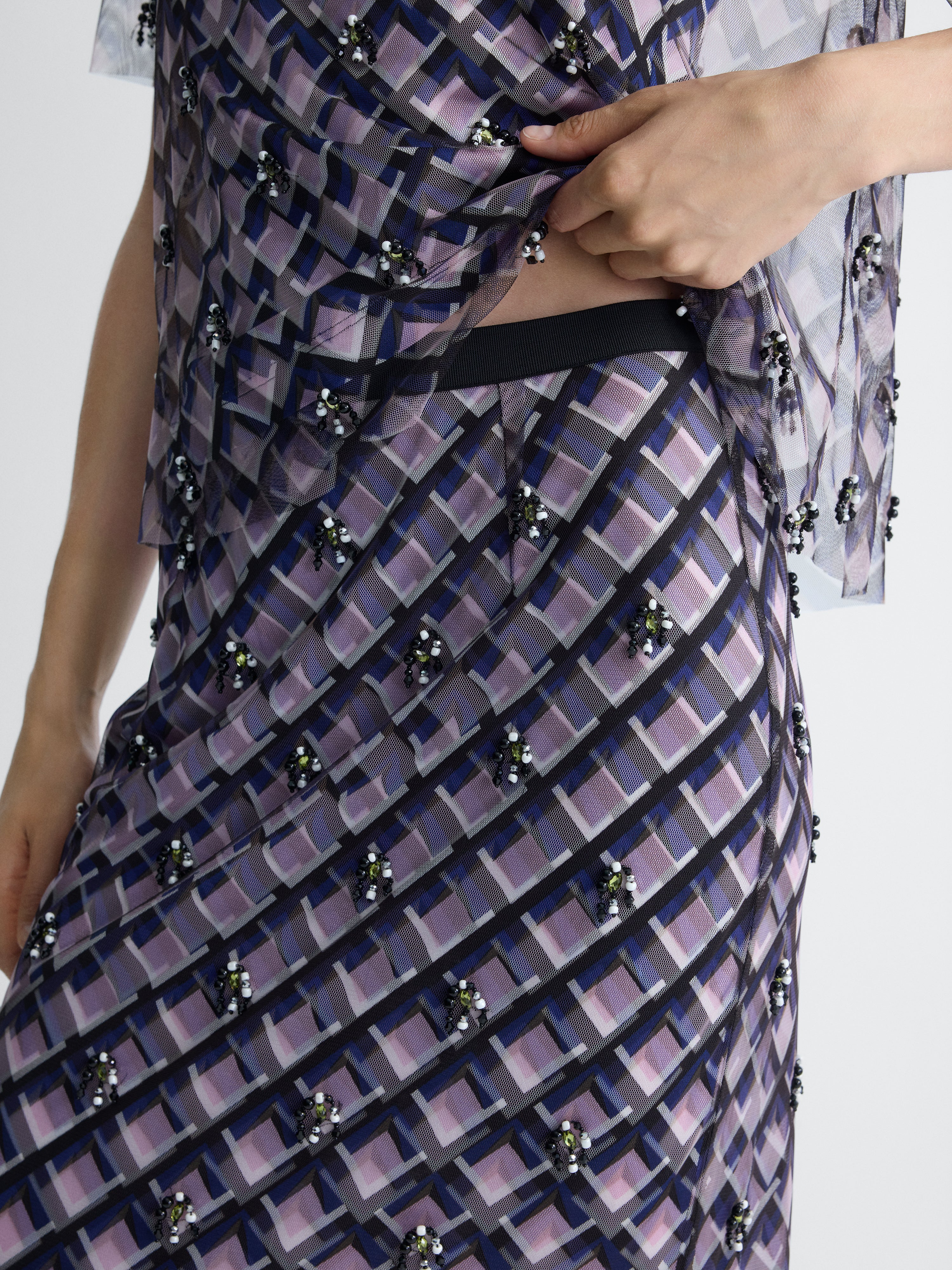 Gramercy Tulle Skirt in Window Pane, close-up