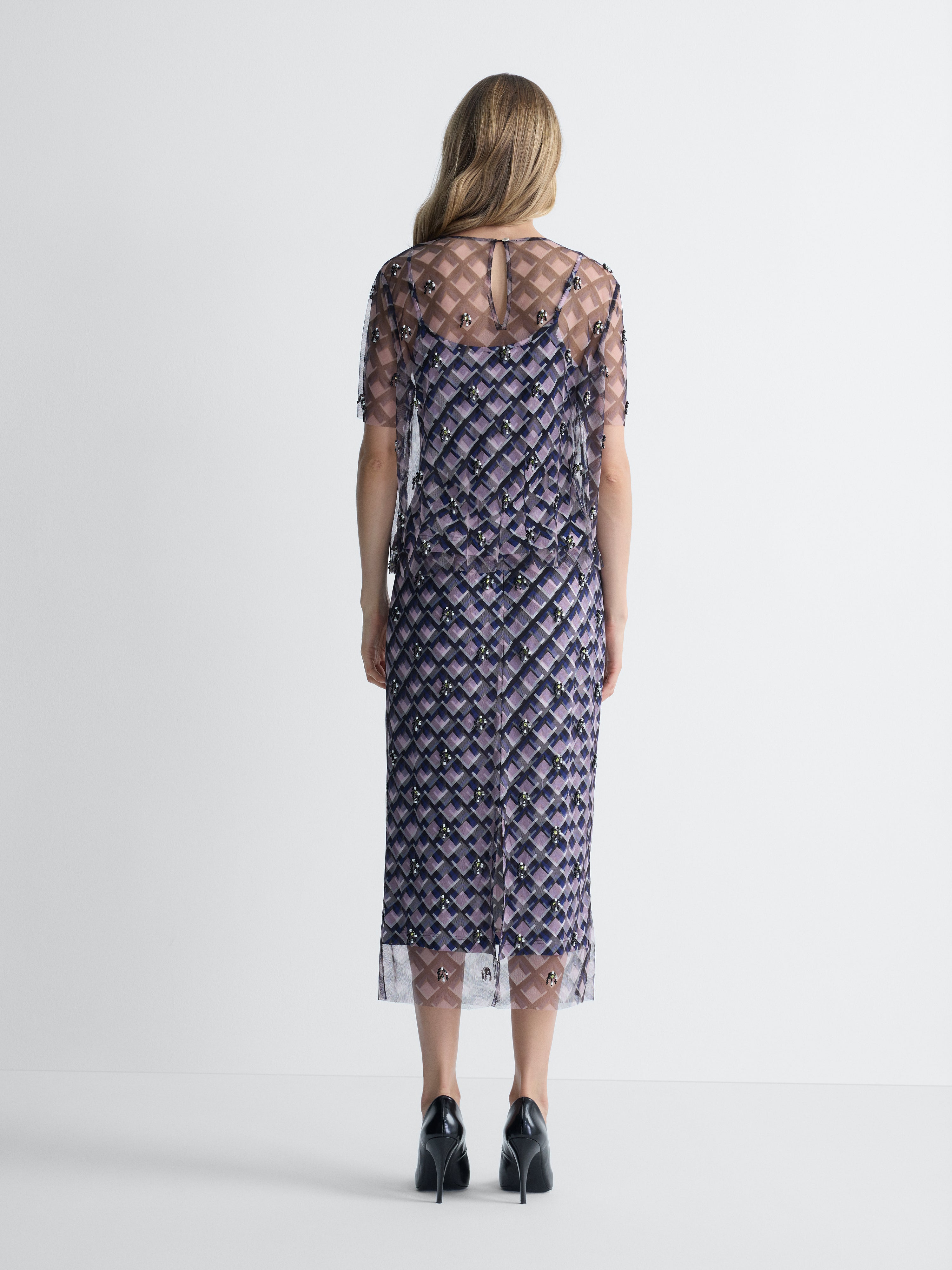 Gramercy Tulle Skirt in Window Pane, back view