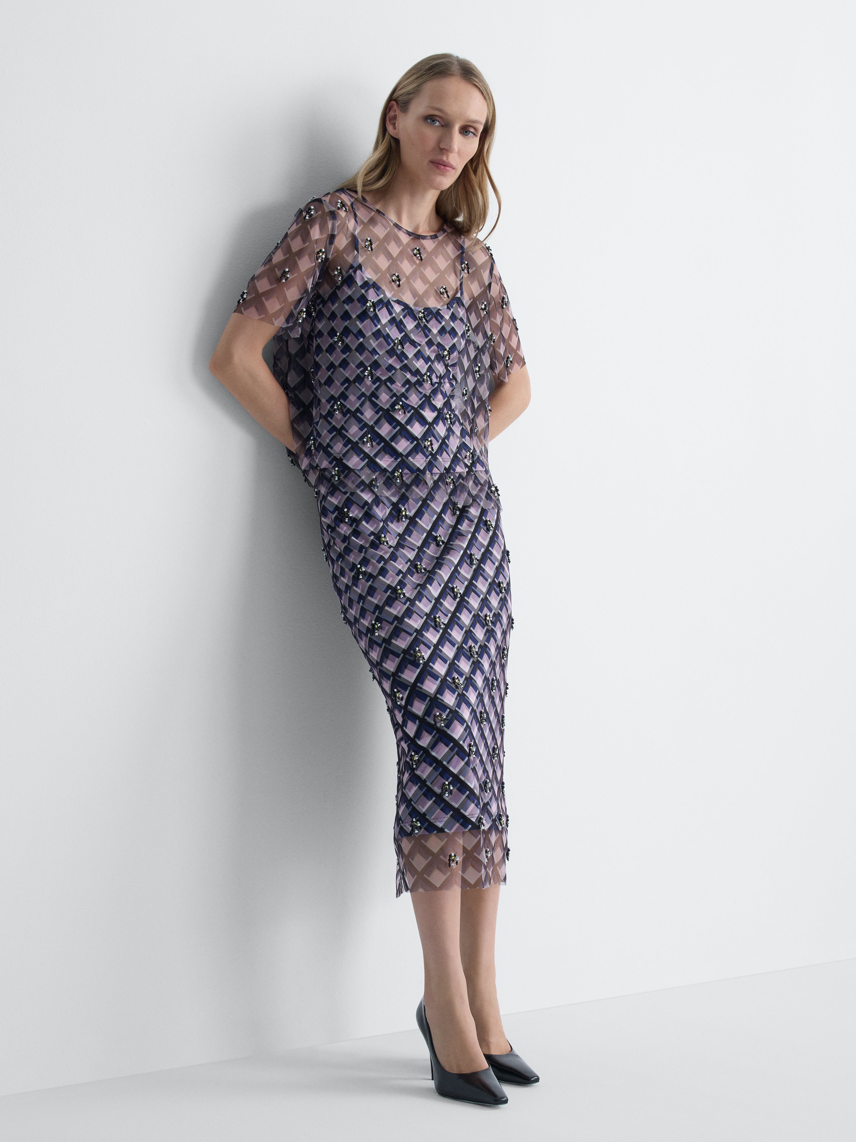 Gramercy Tulle Skirt in Window Pane, alternate pose