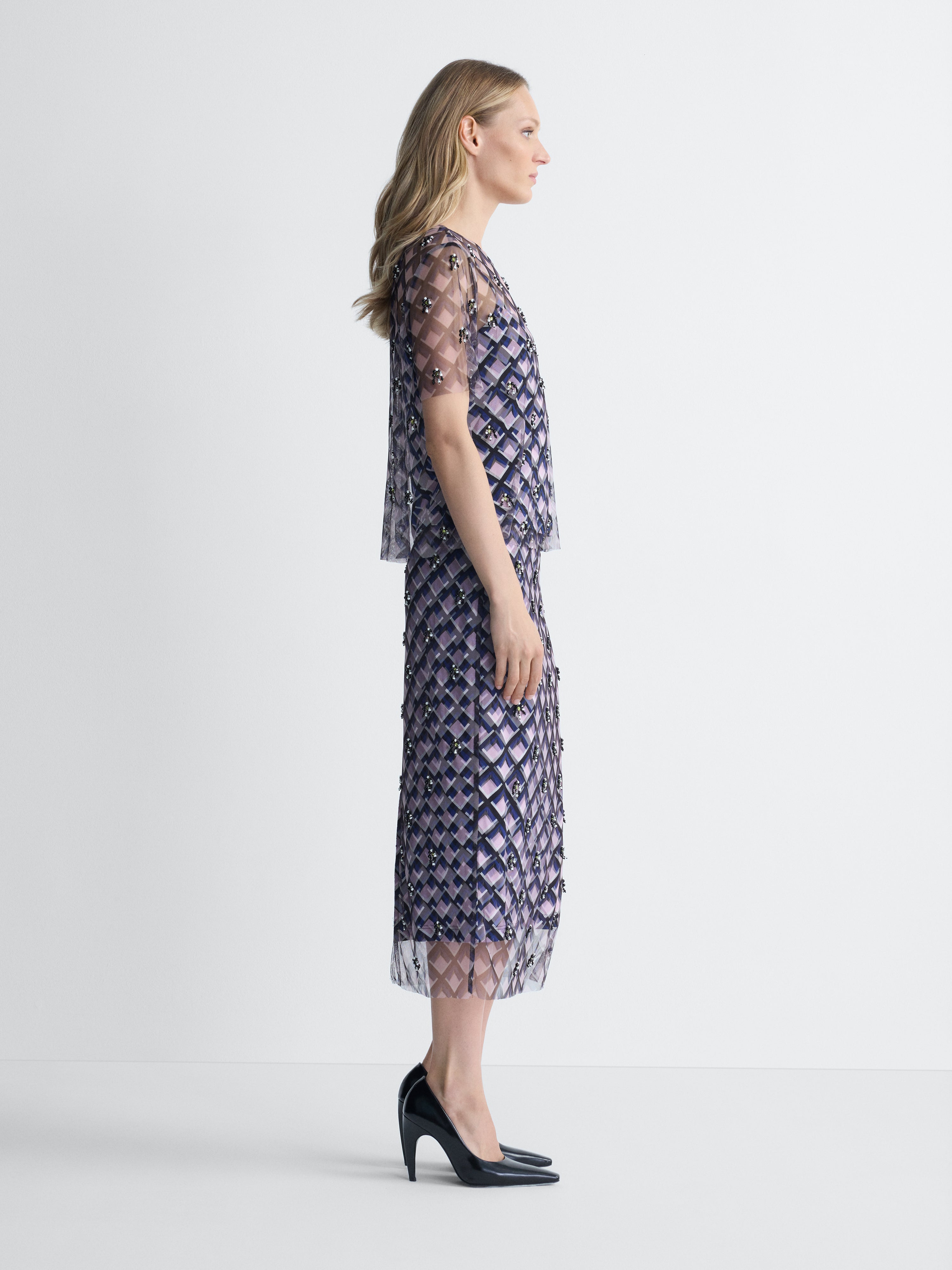 Gramercy Tulle Skirt in Window Pane, side view