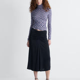 Logan Reversible Mesh Turtleneck in Window Pane, full length front view